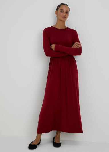 Burgundy Long Sleeve Midi Dress