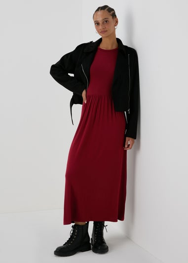 Burgundy Long Sleeve Midi Dress