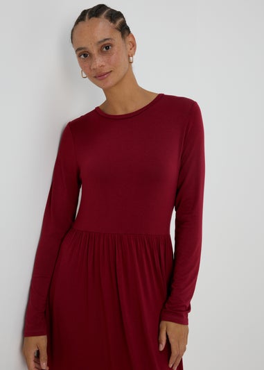 Burgundy Long Sleeve Midi Dress