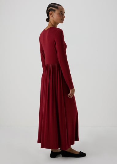 Burgundy Long Sleeve Midi Dress