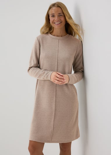 Taupe Ribbed Sweater Dress