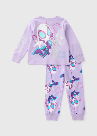 Marvel Kids Purple Ghost Spider Top & Bottom Pyjama Set (1-7yrs)