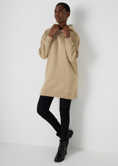 Beige Longline Hoodie