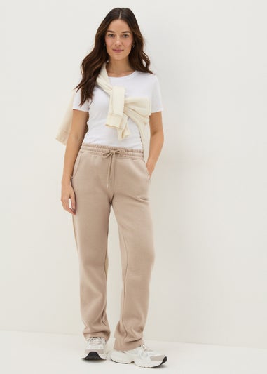 Beige Straight Jogging Bottoms