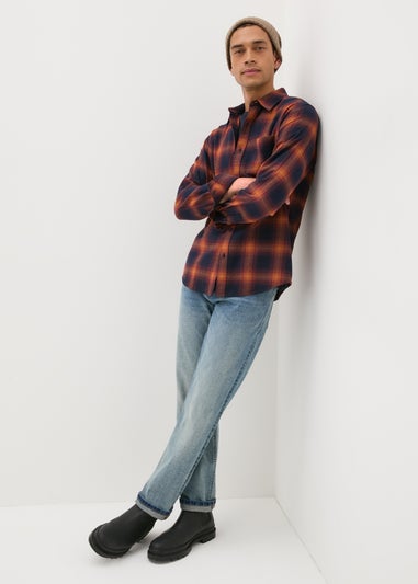 Orange Check Flannel Shirt