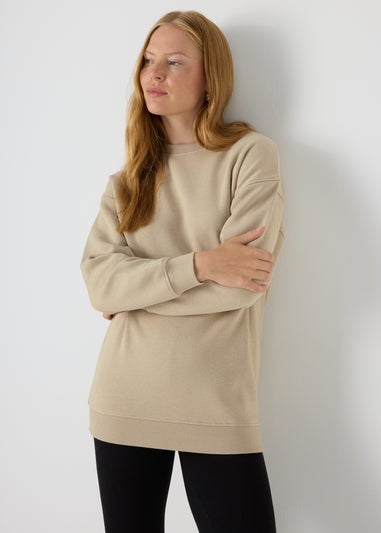 Beige Longline Sweatshirt