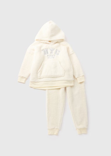 Girls Mini Me Cream Hoodie & Bottoms Lounge Set (7-13yrs)