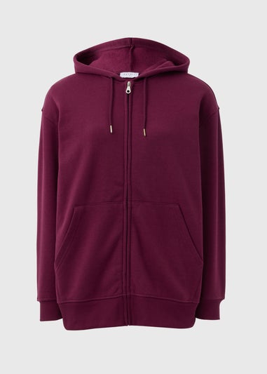 Burgundy Longline Zip Up Hoodie