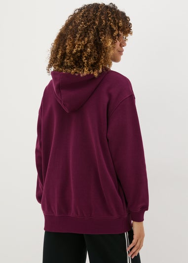 Burgundy Longline Zip Up Hoodie