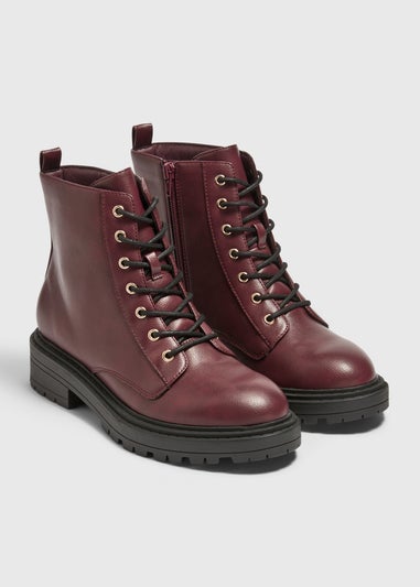 Burgundy Lace Up Boots