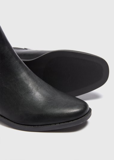 Black PU Leather Chelsea Boots