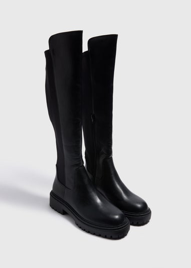 Black Cleated Knee Boots