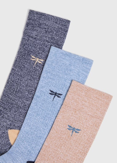 3 Pack Multicolour Dragonfly Socks