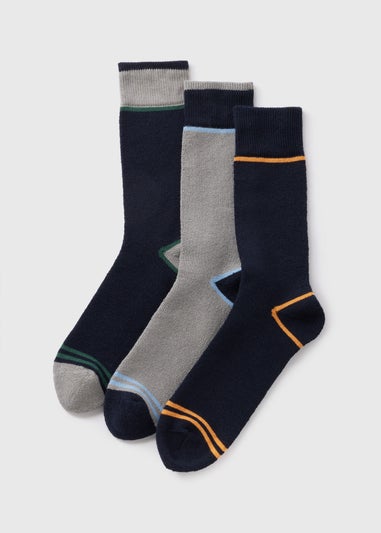 3 Pack Navy Stripe Thermal Socks