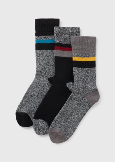 3 Pack Grey Stripe Thermal Socks