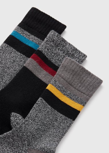 3 Pack Grey Stripe Thermal Socks