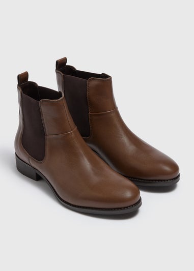 Brown Leather Flat Chelsea Boots Matalan