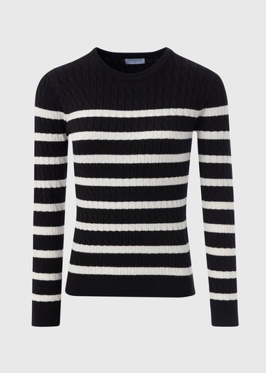 Black Stripe Cable Knit Jumper