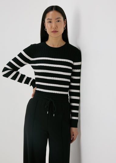 Black Stripe Cable Knit Jumper