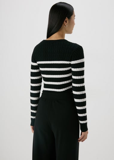 Black Stripe Cable Knit Jumper