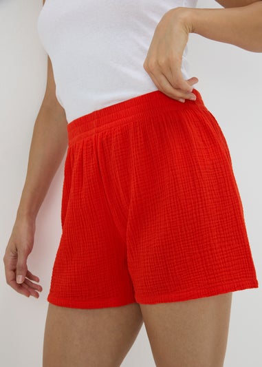 Red Double Cloth Shorts