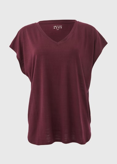 Souluxe Burgundy V Neck T-Shirt