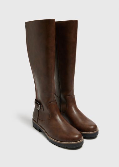 Soleflex Brown Buckle Knee High Boots