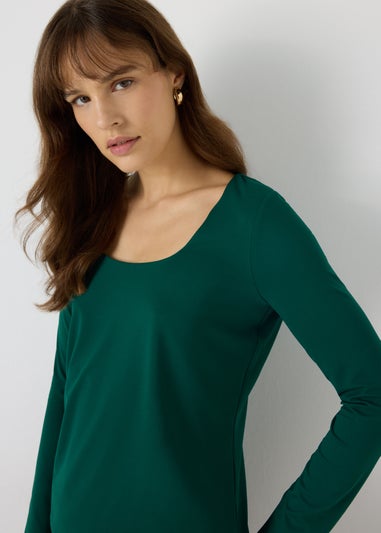 Et Vous Green Square Neck Top