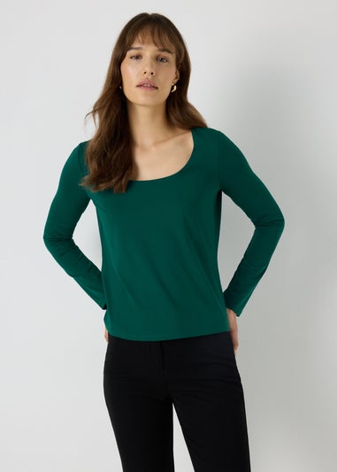 Et Vous Green Square Neck Top