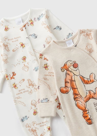 Winnie The Pooh 2 Pack Baby Oatmeal Tigger Sleepsuits (Newborn-18mths)