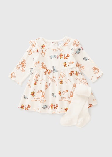 Winnie The Pooh Baby Cream Dress & Tights Set (Newborn-18mths)