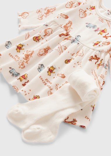 Winnie The Pooh Baby Cream Dress & Tights Set (Newborn-18mths)