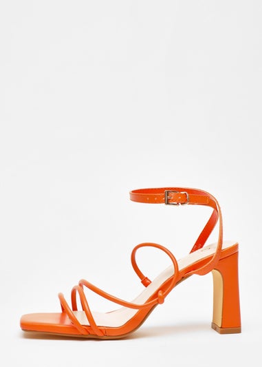 Quiz Orange Strappy Block Heeled Sandals