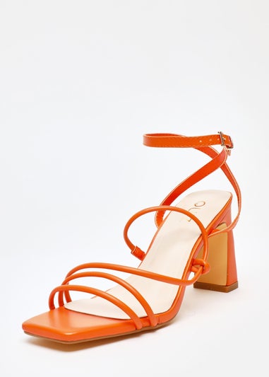 Quiz Orange Strappy Block Heeled Sandals