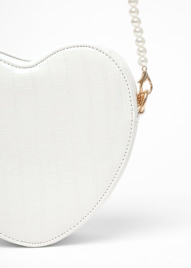 Quiz White Croc Heart Bag