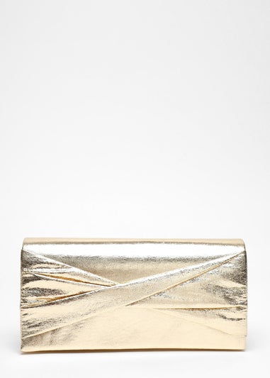 Quiz Gold Foil Twist Clutch Bag