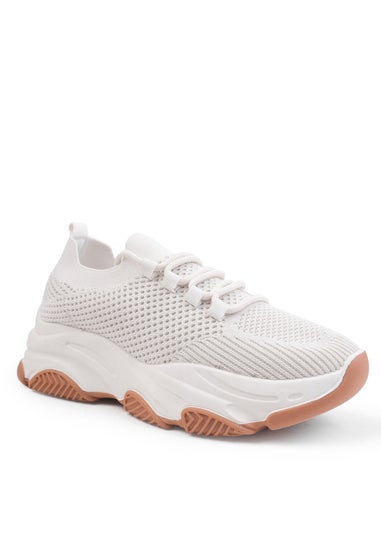 Where's That From Beige Knit Whisper Chunky Sole Trainers