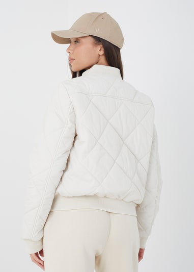 Brave Soul Cream Kajal Diamond Quilted Bomber Jacket