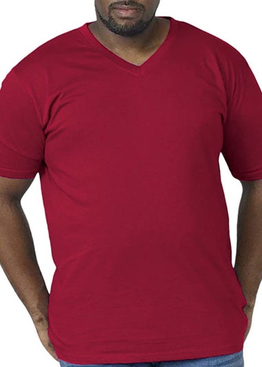 Duke Red Signature 2 Kingsize Cotton V Neck T-Shirt
