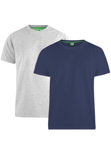 Duke Grey/Navy Fenton Kingsize Round Neck T-shirts (Pack of 2)