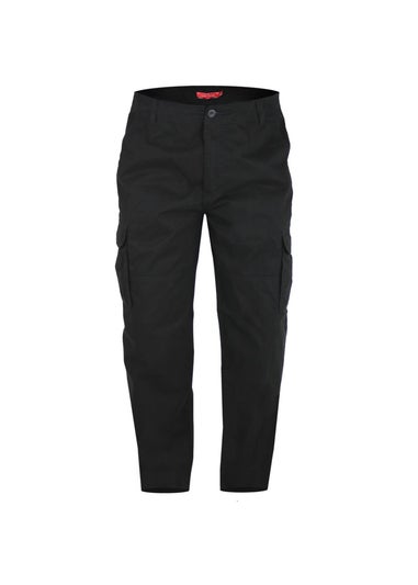 Duke Black Robert Peached And Washed Cotton Cargo Trousers