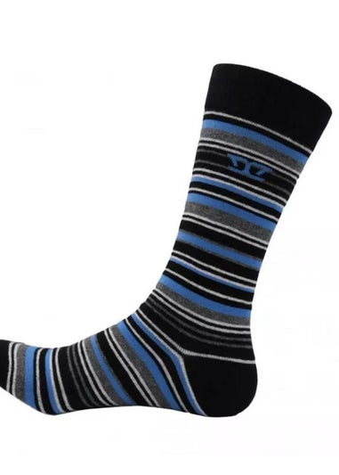 Duke Red/Blue Roxton Striped Cotton Kingsize Ankle Socks (Pack of 3)