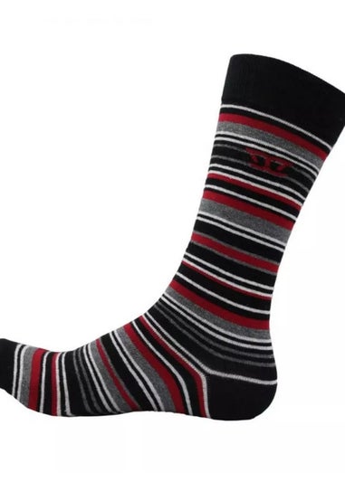 Duke Red/Blue Roxton Striped Cotton Kingsize Ankle Socks (Pack of 3)