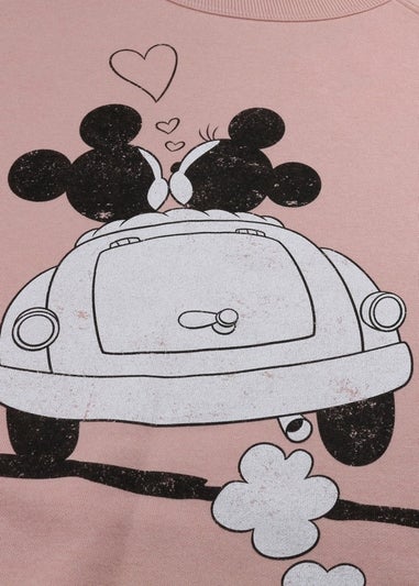 Disney Dusty Pink Mickey & Minnie Mouse Hearts Crop Sweatshirt
