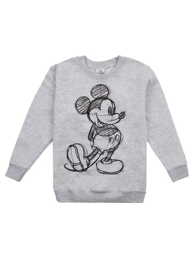 Disney Girls Grey Mickey Mouse Sketch Sweatshirt (7-12yrs)