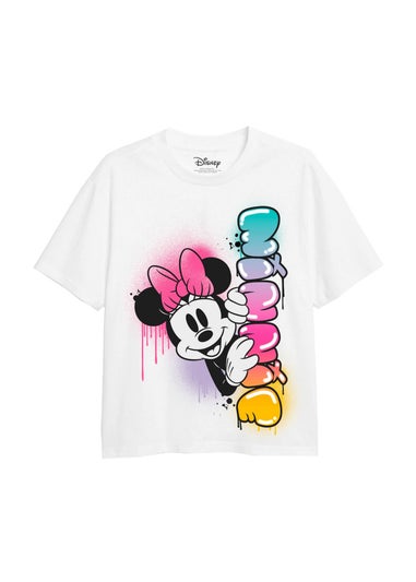 Disney Girls White Minnie Mouse Rainbow Fade T-Shirt (7-13yrs)