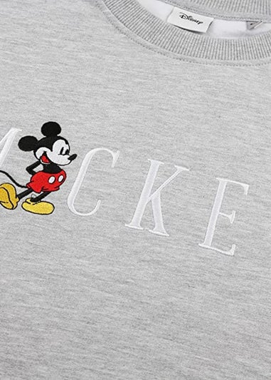 Disney Grey Mickey Mouse Embroidered Sweatshirt