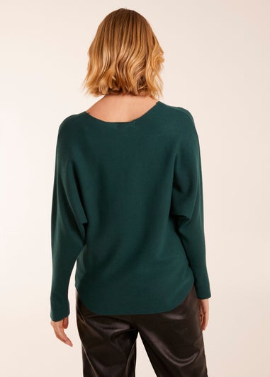 Blue Vanilla Green Diamante Star Batwing Jumper