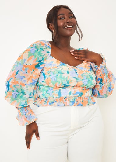 In The Style Multicolour Floral Milkmaid Top