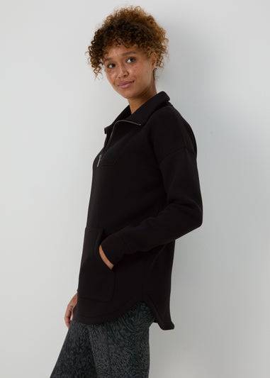 Souluxe Black Scuba Half Zip Top